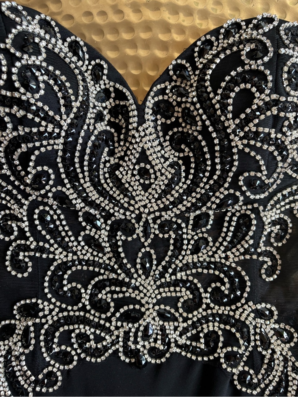 iNtrigue by Blush Prom Strapless Black Maxi Gown Rhinestones Sparkle Bling - Picture 11 of 14